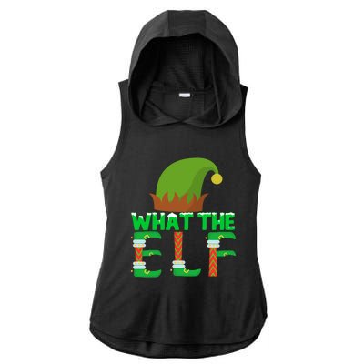 What The Elf Funny Family Matching Christmas Gift Ladies PosiCharge Tri-Blend Wicking Draft Hoodie Tank