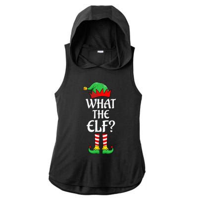 What The Elf Group Matching Family Christmas Outfit Pajama Funny Gift Ladies PosiCharge Tri-Blend Wicking Draft Hoodie Tank