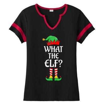 What The Elf Group Matching Family Christmas Outfit Pajama Funny Gift Ladies Halftime Notch Neck Tee