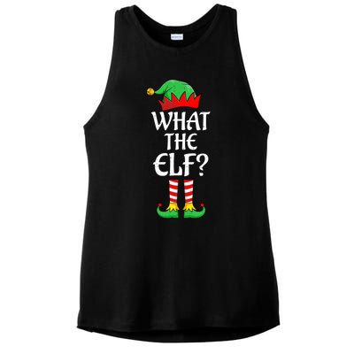 What The Elf Group Matching Family Christmas Outfit Pajama Funny Gift Ladies PosiCharge Tri-Blend Wicking Tank