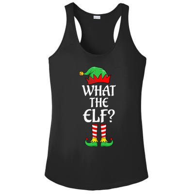 What The Elf Group Matching Family Christmas Outfit Pajama Funny Gift Ladies PosiCharge Competitor Racerback Tank