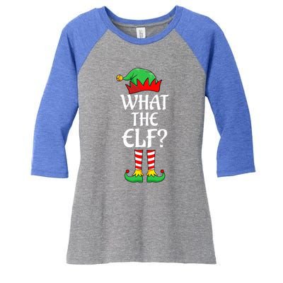 What The Elf Group Matching Family Christmas Outfit Pajama Funny Gift Women's Tri-Blend 3/4-Sleeve Raglan Shirt