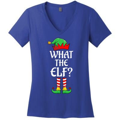 What The Elf Group Matching Family Christmas Outfit Pajama Funny Gift Women's V-Neck T-Shirt