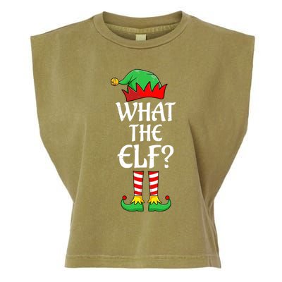 What The Elf Group Matching Family Christmas Outfit Pajama Funny Gift Garment-Dyed Women's Muscle Tee