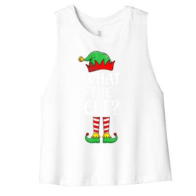 What The Elf Group Matching Family Christmas Outfit Pajama Funny Gift Women's Racerback Cropped Tank