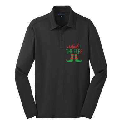 What The Elf Funny Gift Silk Touch Performance Long Sleeve Polo