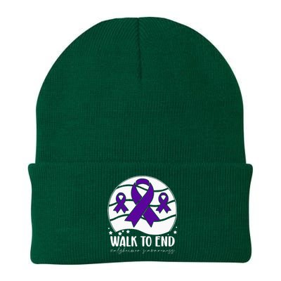 Walk To EndAlzheimer's Awareness ribbon Knit Cap Winter Beanie