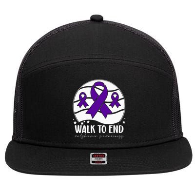 Walk To EndAlzheimer's Awareness ribbon 7 Panel Mesh Trucker Snapback Hat