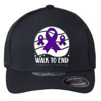 Walk To EndAlzheimer's Awareness ribbon Flexfit Unipanel Trucker Cap