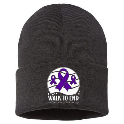 Walk To EndAlzheimer's Awareness ribbon Sustainable Knit Beanie