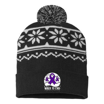 Walk To EndAlzheimer's Awareness ribbon USA-Made Snowflake Beanie