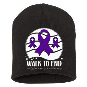 Walk To EndAlzheimer's Awareness ribbon Short Acrylic Beanie