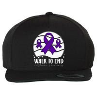 Walk To EndAlzheimer's Awareness ribbon Wool Snapback Cap