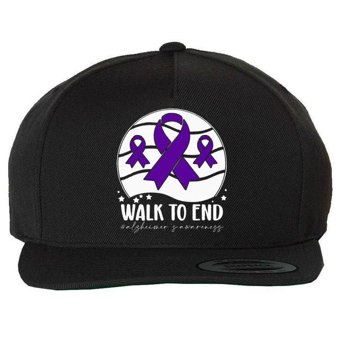 Walk To EndAlzheimer's Awareness ribbon Wool Snapback Cap