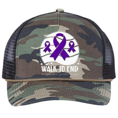 Walk To EndAlzheimer's Awareness ribbon Retro Rope Trucker Hat Cap