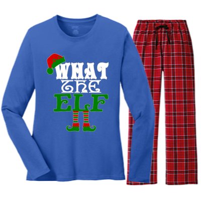 What The Elf Ugly Christmas Funny Gift Women's Long Sleeve Flannel Pajama Set 