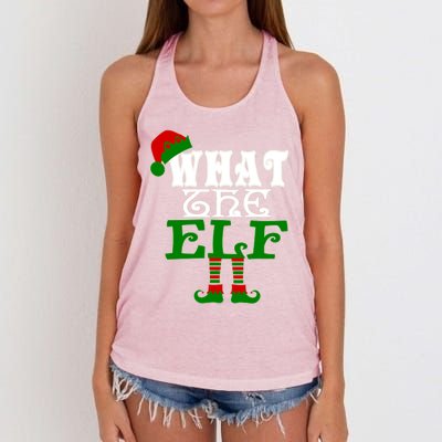 What The Elf Ugly Christmas Funny Gift Women's Knotted Racerback Tank