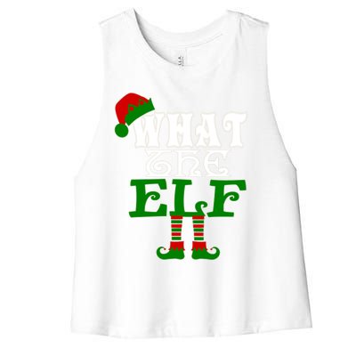 What The Elf Ugly Christmas Funny Gift Women's Racerback Cropped Tank