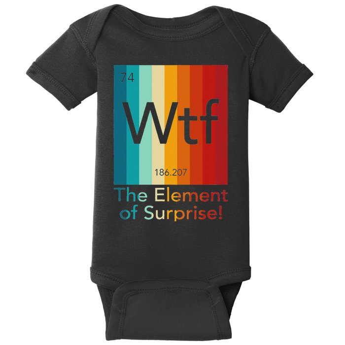 Wtf The Element Of Surprise Funny Chemistry Element Baby Bodysuit
