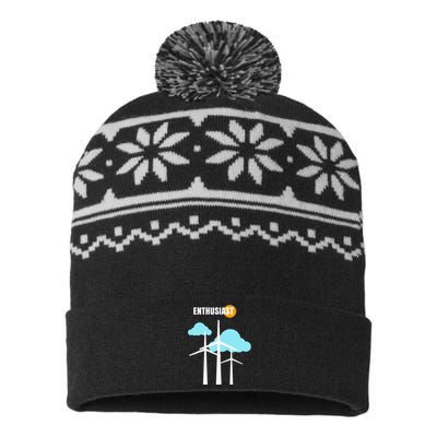 Wind Turbine Enthusiast Renewable Energy Environment USA-Made Snowflake Beanie