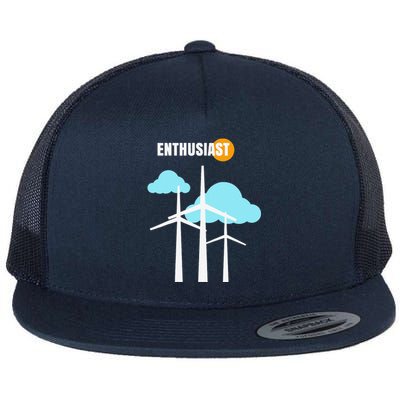 Wind Turbine Enthusiast Renewable Energy Environment Flat Bill Trucker Hat