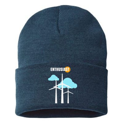 Wind Turbine Enthusiast Renewable Energy Environment Sustainable Knit Beanie