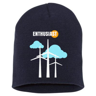 Wind Turbine Enthusiast Renewable Energy Environment Short Acrylic Beanie