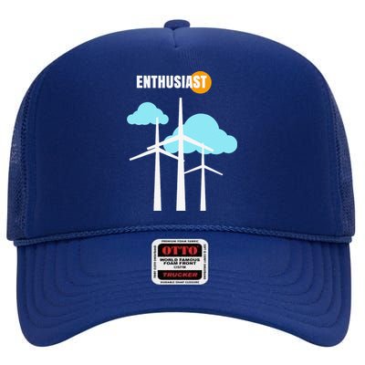 Wind Turbine Enthusiast Renewable Energy Environment High Crown Mesh Back Trucker Hat