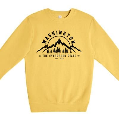 Washington The Evergreen State Nature Mountains Outdoor Gift T Premium Crewneck Sweatshirt