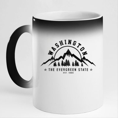 Washington The Evergreen State Nature Mountains Outdoor Gift T 11oz Black Color Changing Mug