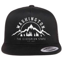 Washington The Evergreen State Nature Mountains Outdoor Gift Hoodie Flat Bill Trucker Hat