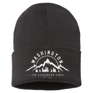 Washington The Evergreen State Nature Mountains Outdoor Gift Hoodie Sustainable Knit Beanie