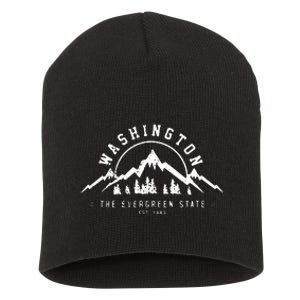 Washington The Evergreen State Nature Mountains Outdoor Gift Hoodie Short Acrylic Beanie