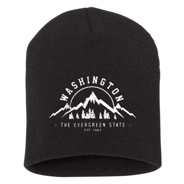 Washington The Evergreen State Nature Mountains Outdoor Gift Hoodie Short Acrylic Beanie