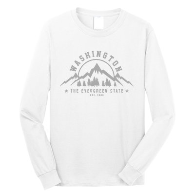 Washington The Evergreen State Nature Mountains Outdoor Gift Long Sleeve Shirt