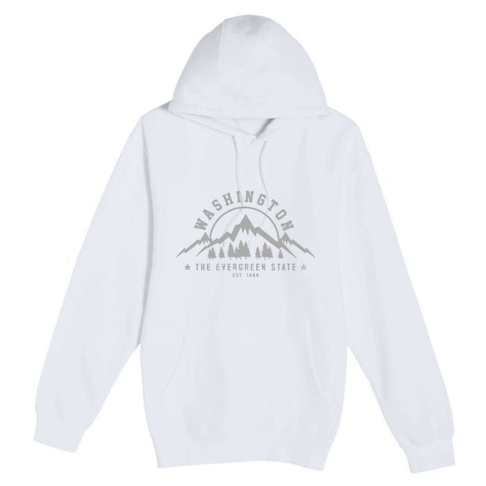 Washington The Evergreen State Nature Mountains Outdoor Gift Premium Pullover Hoodie