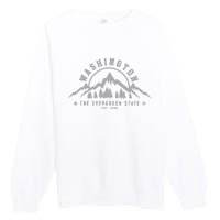 Washington The Evergreen State Nature Mountains Outdoor Gift Premium Crewneck Sweatshirt