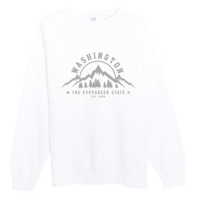 Washington The Evergreen State Nature Mountains Outdoor Gift Premium Crewneck Sweatshirt