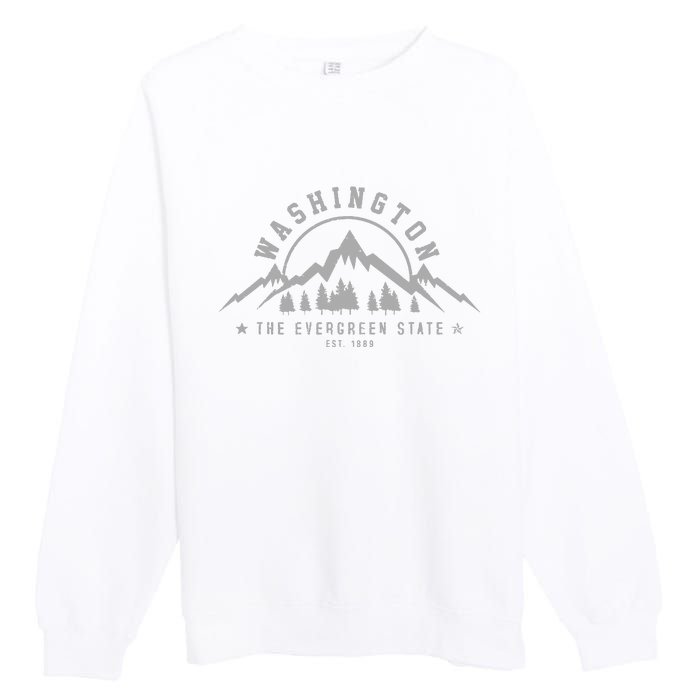 Washington The Evergreen State Nature Mountains Outdoor Gift Premium Crewneck Sweatshirt