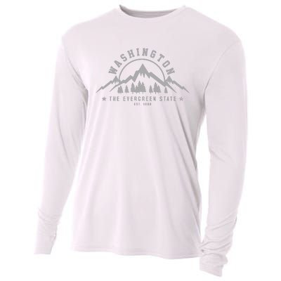 Washington The Evergreen State Nature Mountains Outdoor Gift Cooling Performance Long Sleeve Crew