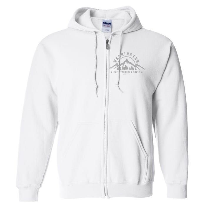 Washington The Evergreen State Nature Mountains Outdoor Gift Full Zip Hoodie