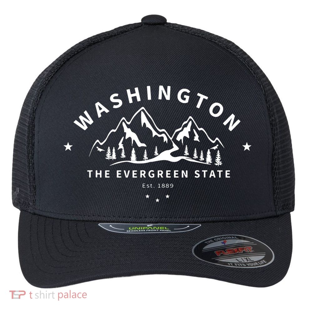 Washington The Evergreen State Flexfit Unipanel Trucker Cap