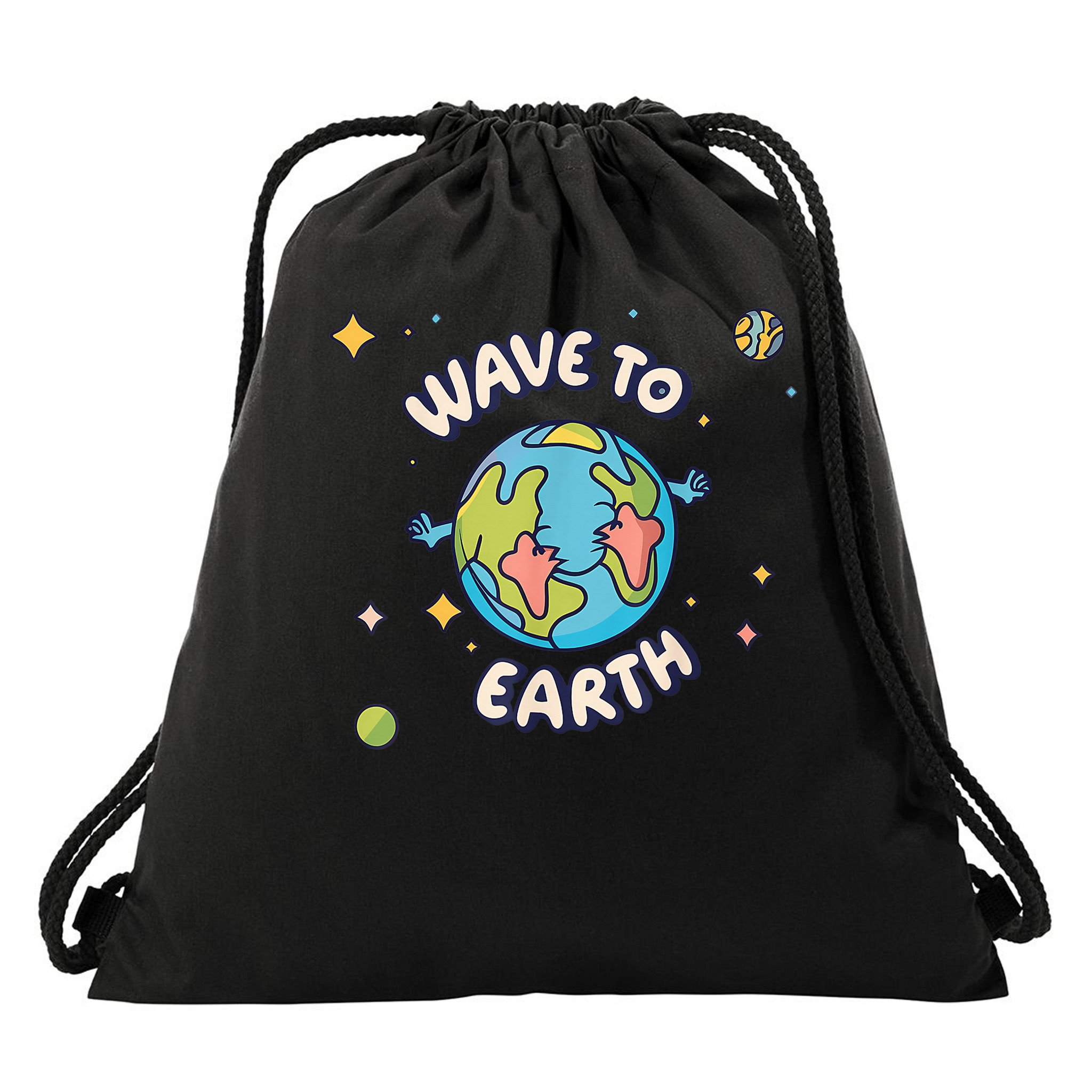 Wave To Earth Happy Earth Day Drawstring Bag