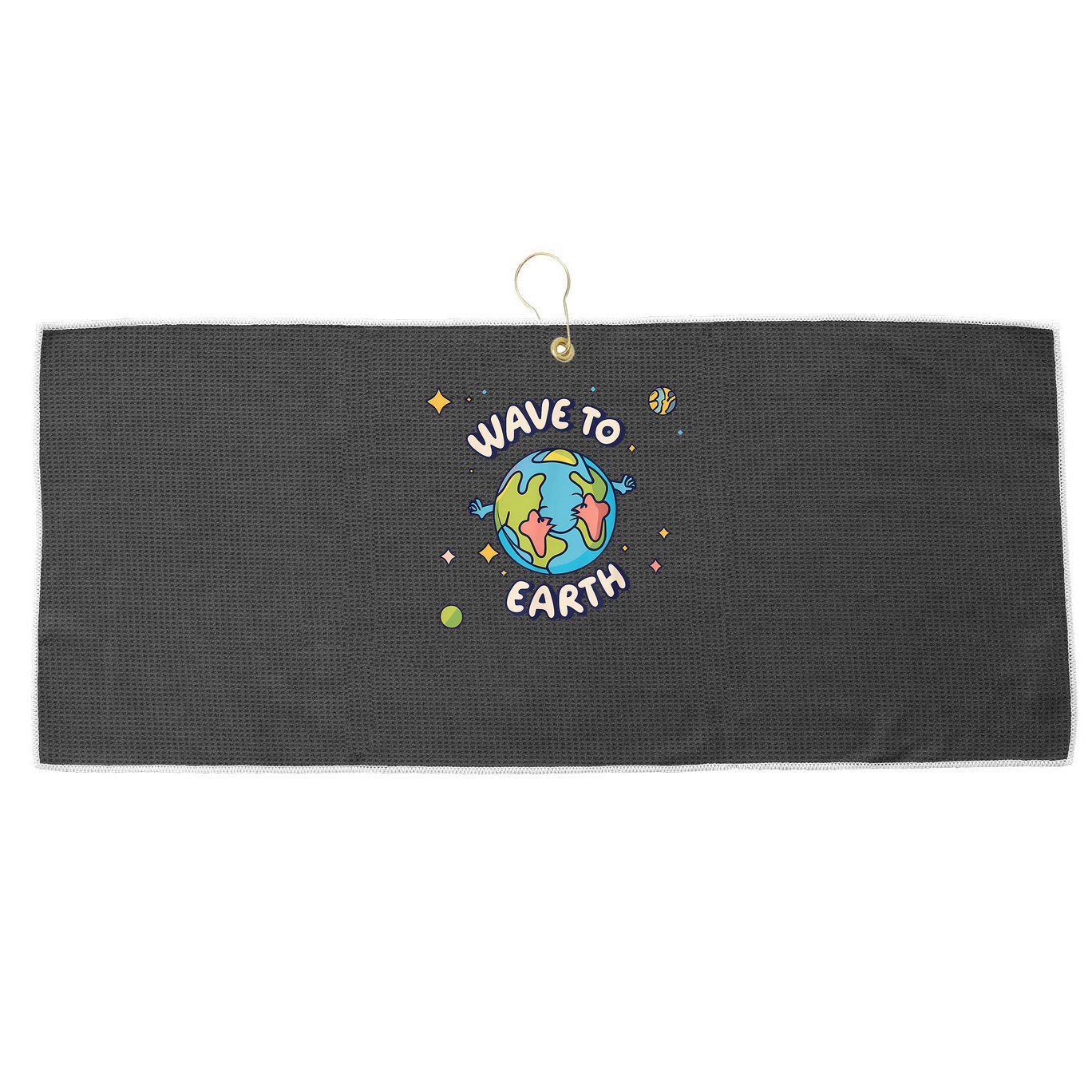 Wave To Earth Happy Earth Day Large Microfiber Waffle Golf Towel