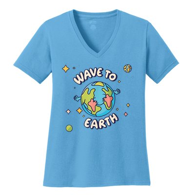 Wave To Earth Happy Earth Day Women's V-Neck T-Shirt
