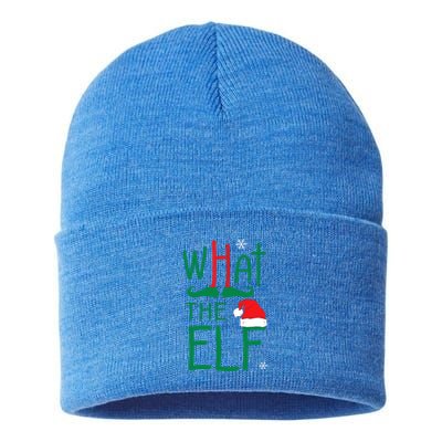 What The Elf Funny Ugly Christmas Xmas Gift Sustainable Knit Beanie