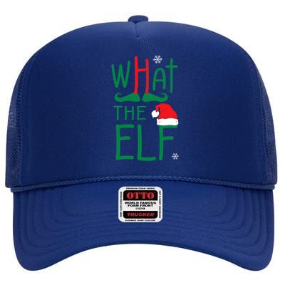 What The Elf Funny Ugly Christmas Xmas Gift High Crown Mesh Back Trucker Hat