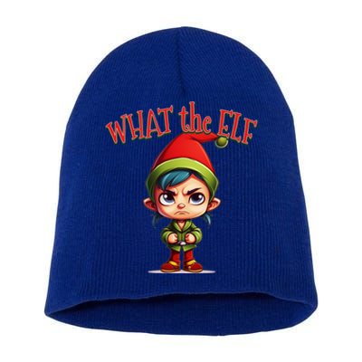 What The Elf Cute Moody Elf For Christmas Holiday Gift Short Acrylic Beanie