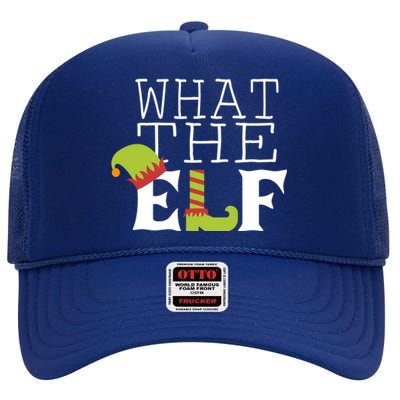 What The Elf Funny Christmas Festive Graphic Holiday Gift High Crown Mesh Back Trucker Hat