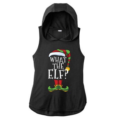 What The Elf? Family Matching Christmas Group Gift Pajama Gift Ladies PosiCharge Tri-Blend Wicking Draft Hoodie Tank